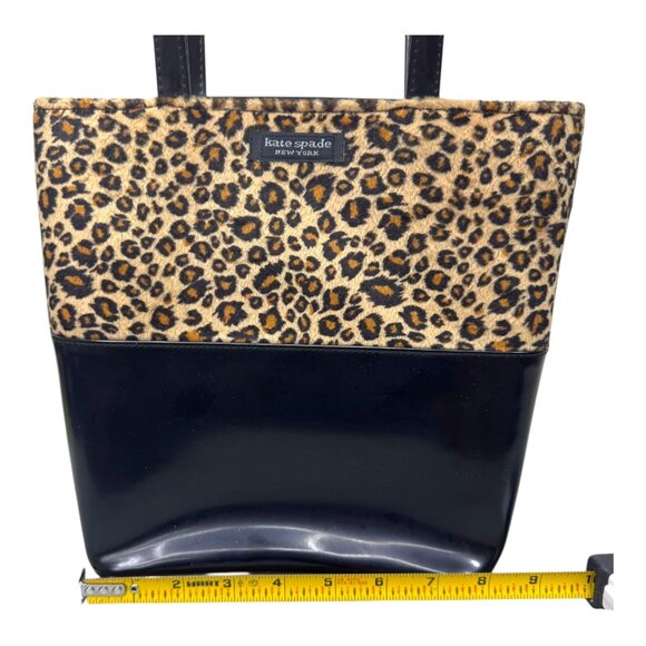 Kate Spade Leopard Print & Black Tote Bag Shoulder Hand Bag Purse Medium RARE - Picture 4 of 10